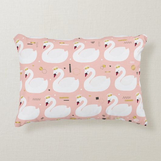 かわいい白い白鳥の継ぎ目のない模様。すべての要素 アクセントクッション (正面)