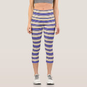 かわいい白い紫のストライプ カプリレギンス (正面)