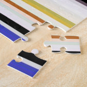 かわいい白い紫のストライプ ジグソーパズル (側面)