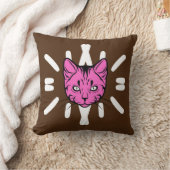 かわいい白い縞模様の紫と茶色の猫好きペットママ クッション (ブランケット)