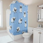 かわいい白い羊:ヴィンテージの子羊。 シャワーカーテン (インサイチュ)