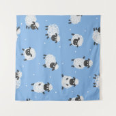 かわいい白い羊：ヴィンテージの子羊。 タペストリー (正面(横))