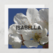 かわいい白い花折りグリーティングカード (正面/裏面)