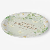 かわいい白い花緑の裏庭の赤ちゃんシャワー ペーパープレート (アングル)