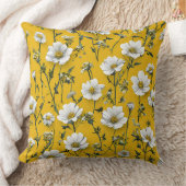 かわいい白い花 クッション (ブランケット)