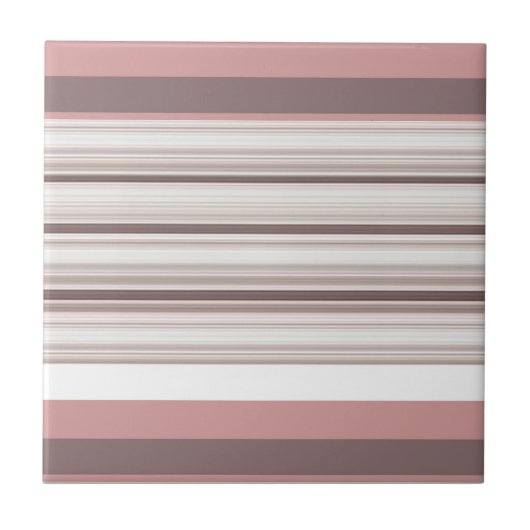 かわいい白い茶色のストライプ タイル (正面)