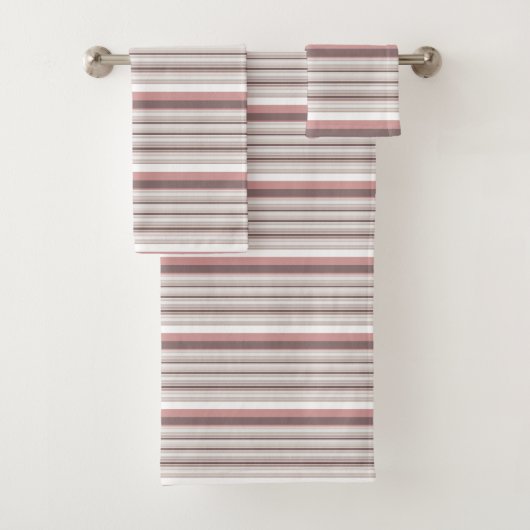 かわいい白い茶色のストライプ バスタオルセット (インサイチュ)