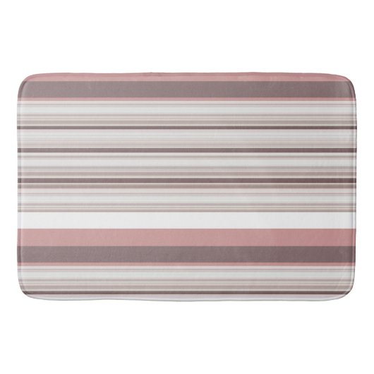 かわいい白い茶色のストライプ バスマット (正面)