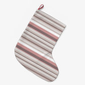 かわいい白い茶色のストライプ ラージクリスマスストッキング (正面 (吊り時))