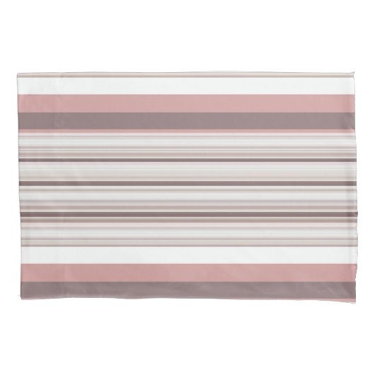 かわいい白い茶色のストライプ 枕カバー (正面左)