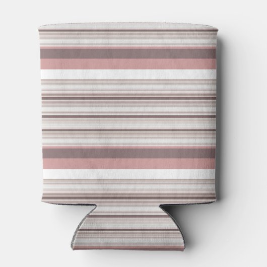 かわいい白い茶色のストライプ 缶クーラー (裏面)