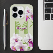 かわいい白い蘭モノグラム iPhoneケース