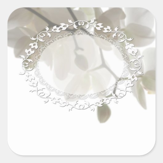 かわいい白い蘭 スクエアシール (正面)