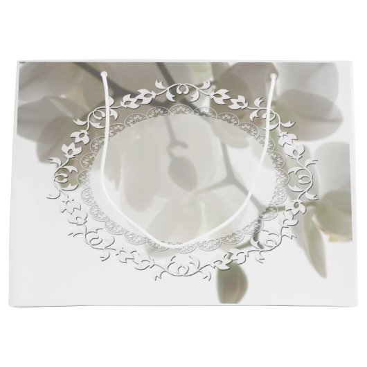 かわいい白い蘭 ラージペーパーバッグ (正面)