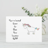 かわいい白い虹のユニコーン 招待状 (スタンド正面)