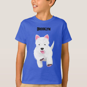 かわいい白い西の高原テリアの漫画の犬 Tシャツ