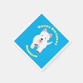 かわいい白い西ハイランドテリアの漫画の誕生日 スタンダードカクテルナプキン (角)