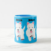 かわいい白い西ハイランドテリアの漫画 ツートーンマグカップ (中央)