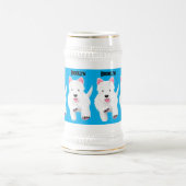 かわいい白い西ハイランドテリアの漫画 ビールジョッキ (中央)