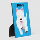 かわいい白い西ハイランドテリアの漫画 フォトプラーク (側面)