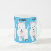 かわいい白い西ハイランドテリアの漫画 フロストグラスマグカップ (正面右)
