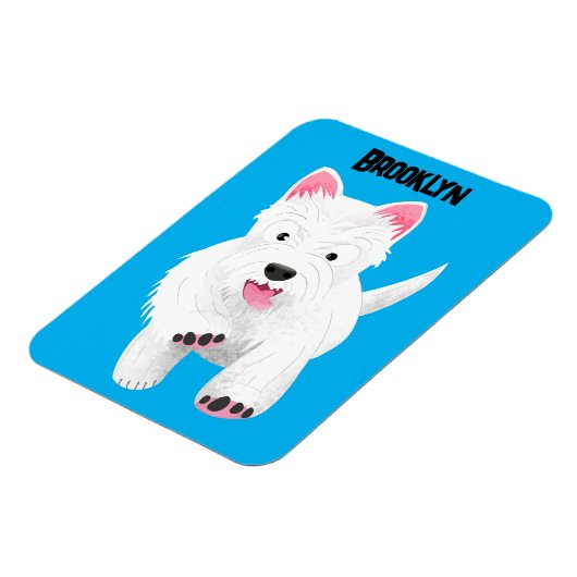 かわいい白い西ハイランドテリアの漫画 マグネット (左側)