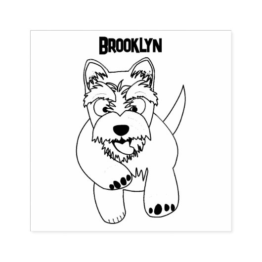 かわいい白い西ハイランドテリアの漫画 ラバースタンプ (インプリント)