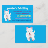 かわいい白い西ハイランドテリアの漫画 名刺 (正面/裏面)