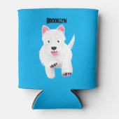 かわいい白い西ハイランドテリアの漫画 缶クーラー (正面)