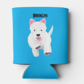 かわいい白い西ハイランドテリアの漫画 缶クーラー (裏面)