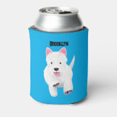 かわいい白い西ハイランドテリアの漫画 缶クーラー (缶裏面)