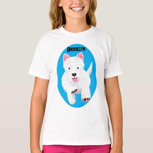 かわいい白い西ハイランドテリアの漫画 Tシャツ (正面)