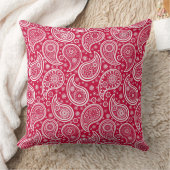 かわいい白い赤いペイズリー クッション (ブランケット)