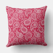 かわいい白い赤いペイズリー クッション (裏面)