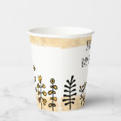 かわいい白い金ゴールドフローラ名前をカスタムするベビーシャワー 紙コップ (右)