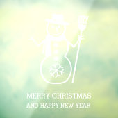 かわいい白い雪だるまと雪片 ウィンドウサイン (シート3)