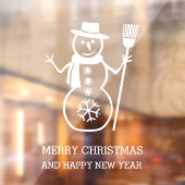 かわいい白い雪だるまと雪片 ウィンドウサイン (シート2)