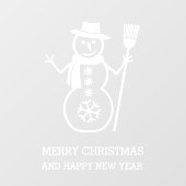 かわいい白い雪だるまと雪片 ウィンドウサイン (シート)