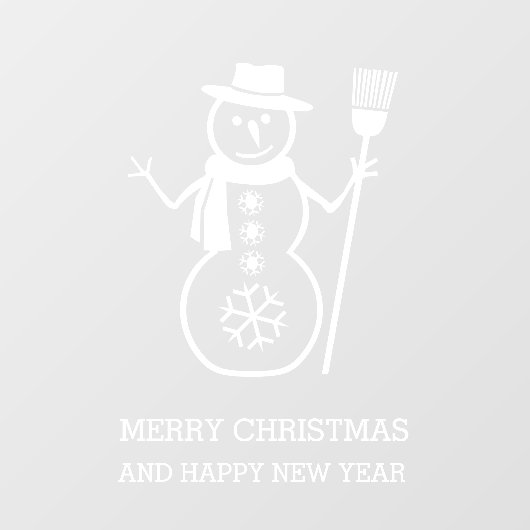 かわいい白い雪だるまと雪片 ウィンドウサイン (シート)