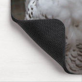 かわいい白い雪フクロウ明るい目の画像 マウスパッド (コーナー)