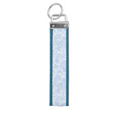 かわいい白い青のペイズリー リストバンドキーホルダー (鍵トップ)