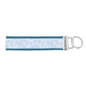 かわいい白い青のペイズリー リストバンドキーホルダー (鍵右)