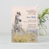 かわいい白い馬 紫の花 フェミニン シック 招待状 (スタンド正面)