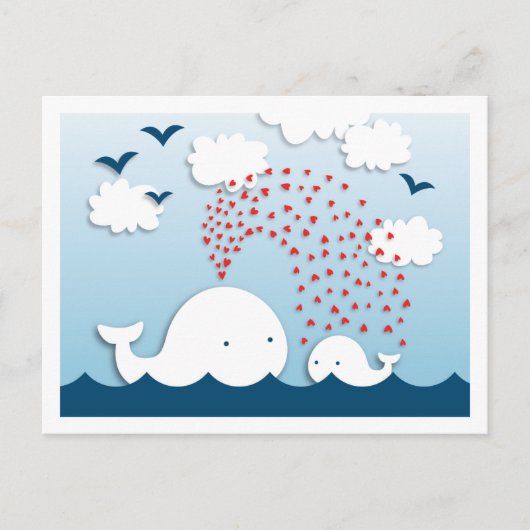 かわいい白い鯨言葉のアドバイスママ葉書 アドバイスカード (正面)