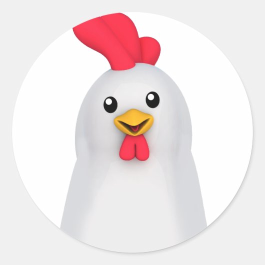 かわいい白い鶏 スクエアシール (正面)