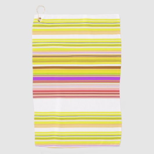 かわいい白い黄色のストライプ ゴルフタオル (正面)