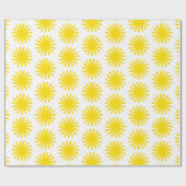 かわいい白い黄色の太陽のパターン幸せなおもしろい明るい ラッピングペーパー (フラット)