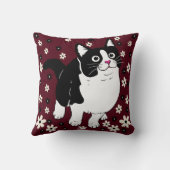 かわいい白い黒のバーガンディのペット猫 クッション (裏面)