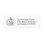 かわいい白い黒彫りのカボチャのハロウィーンのアドレス ラベル (正面)