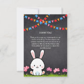 かわいい白い黒板バニーベビーシャワー サンキューカード (正面)